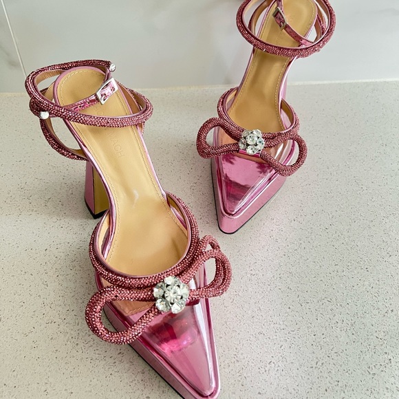 MACH & MACH Double Crystal Bow Platform Pump Pink EU 38 - Picture 6 of 7